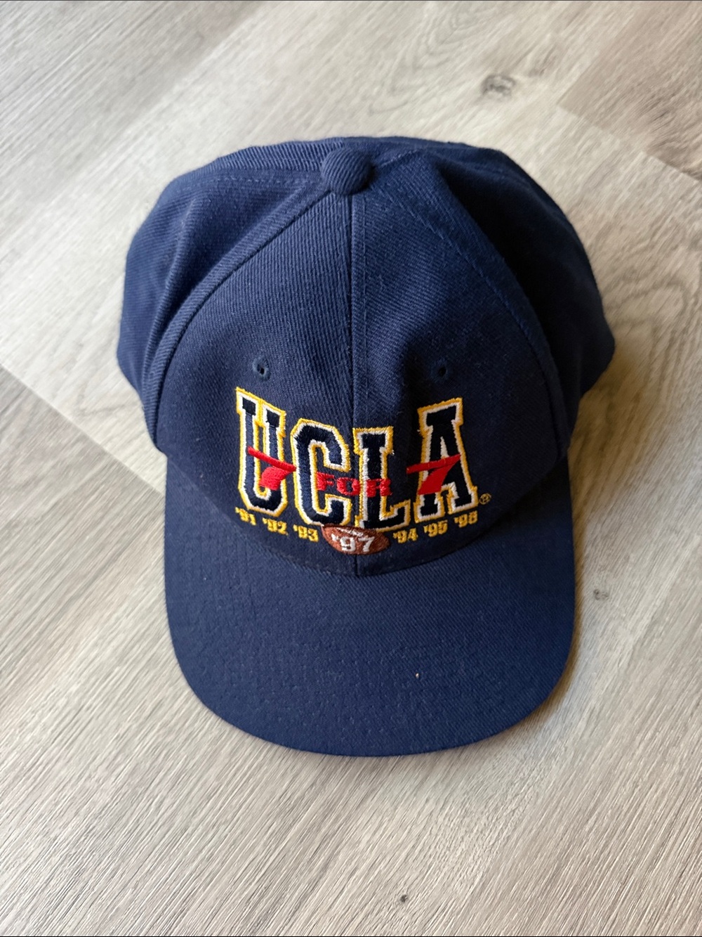 Rare Vintage 90s UCLA Bruins Multi-Year Championship Snapback Hat Navy Blue